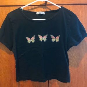 Urban Outfitters butterfly graphic crop teee